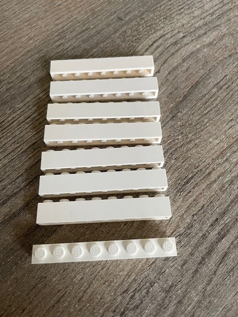 lego basis blokjes 1x8 wit  (12), Ophalen of Verzenden, Nieuw, Losse stenen, Lego
