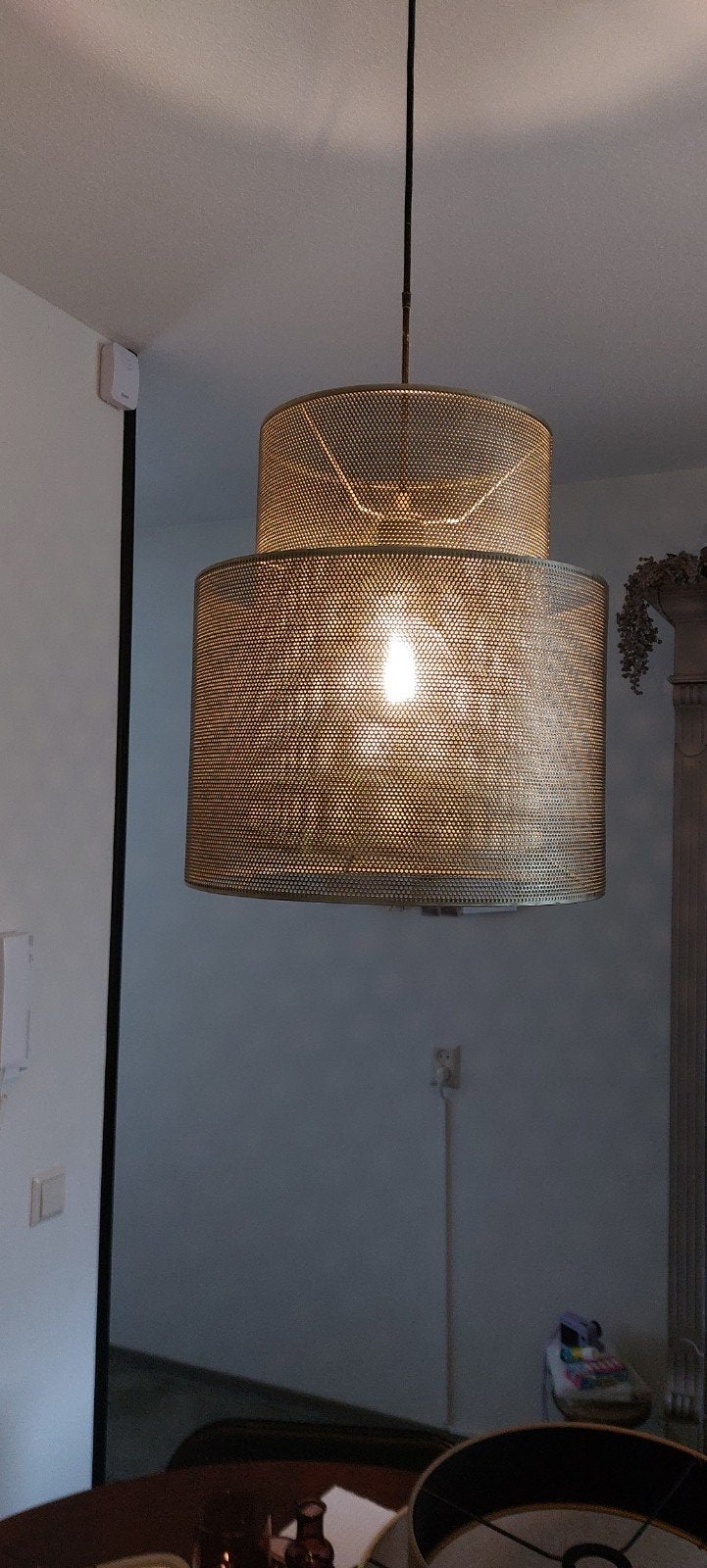 Koperkleurige metalen hanglamp - sfeervol licht, Ophalen, Gebruikt, Metaal