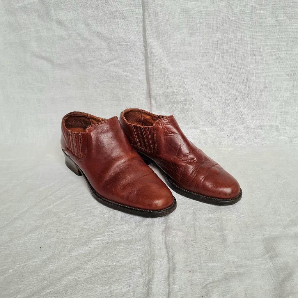 Karamelbruine vintage Bronx slip-on loafers, maat 38, Bronx, Bruin, Instappers, Ophalen of Verzenden