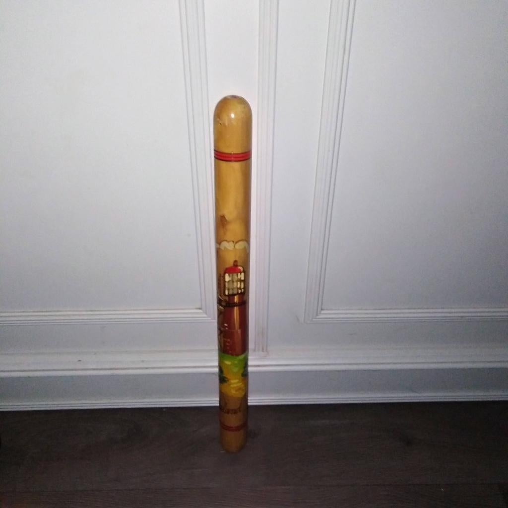Houten breinaalden koker met mooie beschildering Vlieland, Ophalen, Gebruikt, Breien, Overige typen