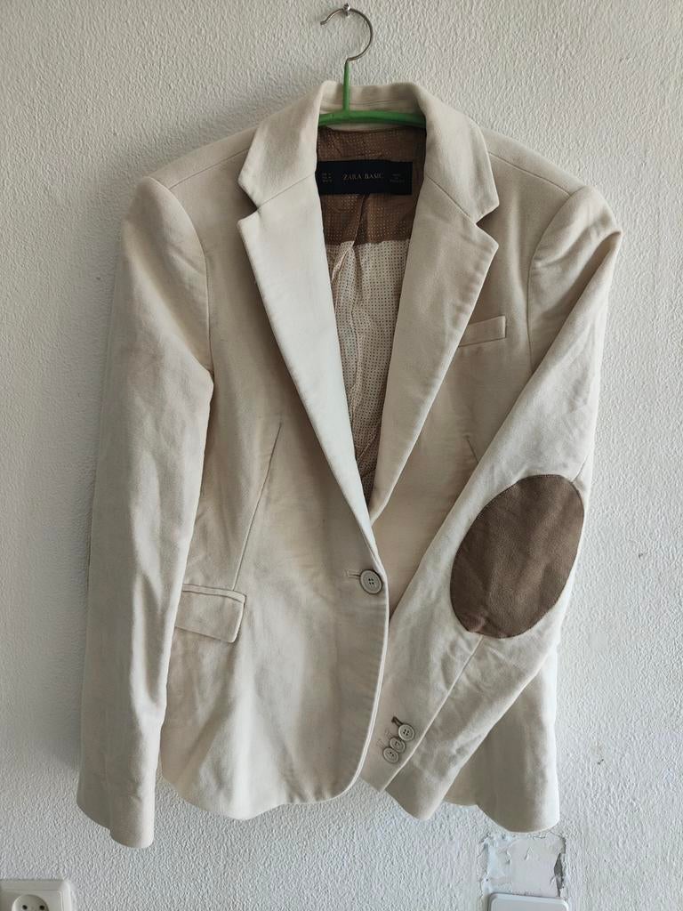 Zara Basic Jasje met elleboogstukken - Maat M, Kleding | Dames, Jasjes, Kostuums en Pakken, Maat 38/40 (M), Beige, Ophalen of Verzenden