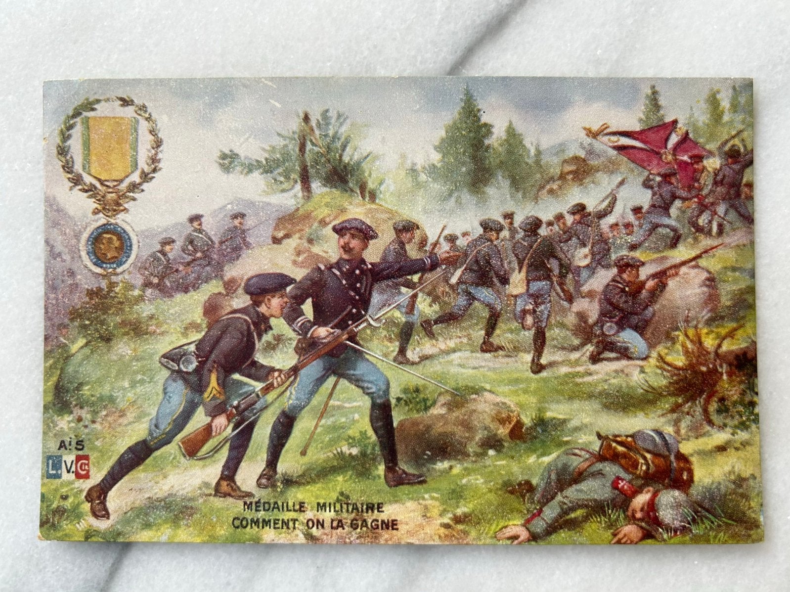 Wo1: ak medaille militaire comment on la gagne, Ophalen of Verzenden, Landmacht, Nederland, Foto of Poster