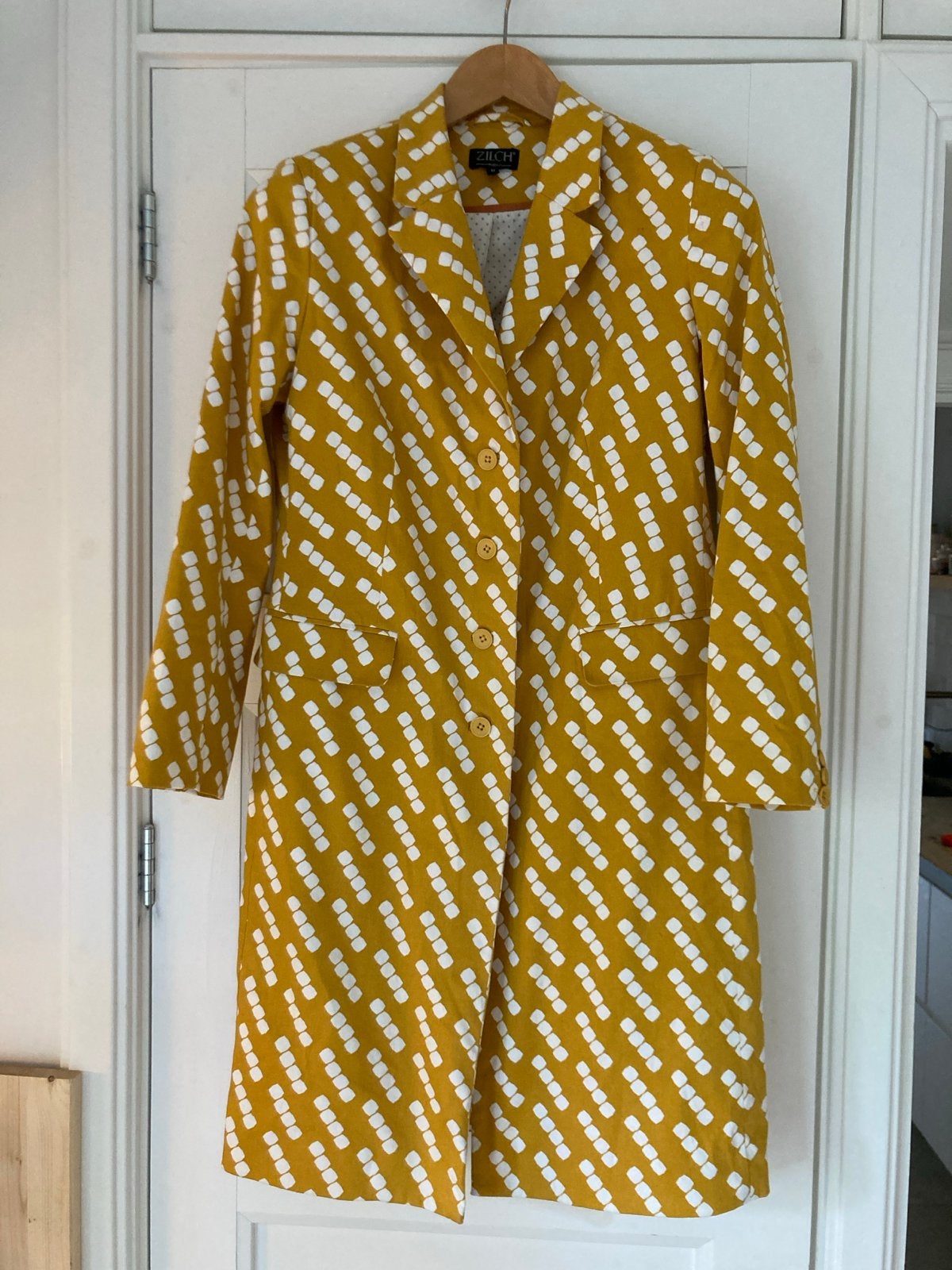 ZILCH eyecatcher Gele Jas colbert  met print M, Ophalen of Verzenden, Zo goed als nieuw, Maat 38/40 (M), Geel