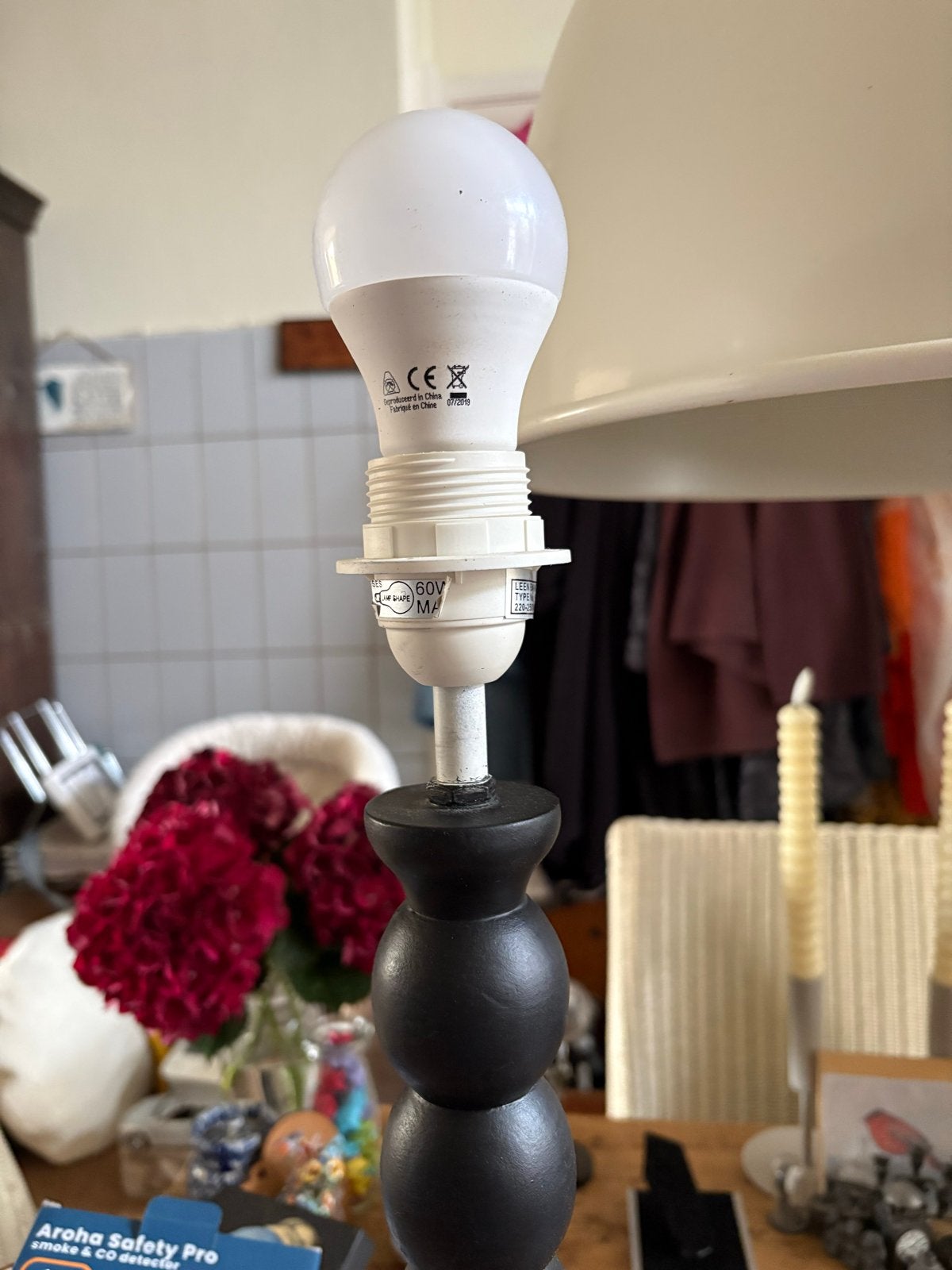 Zwarte tafellamp, 40 cm hoog, Ophalen, Gebruikt, E27 (groot), Zwart