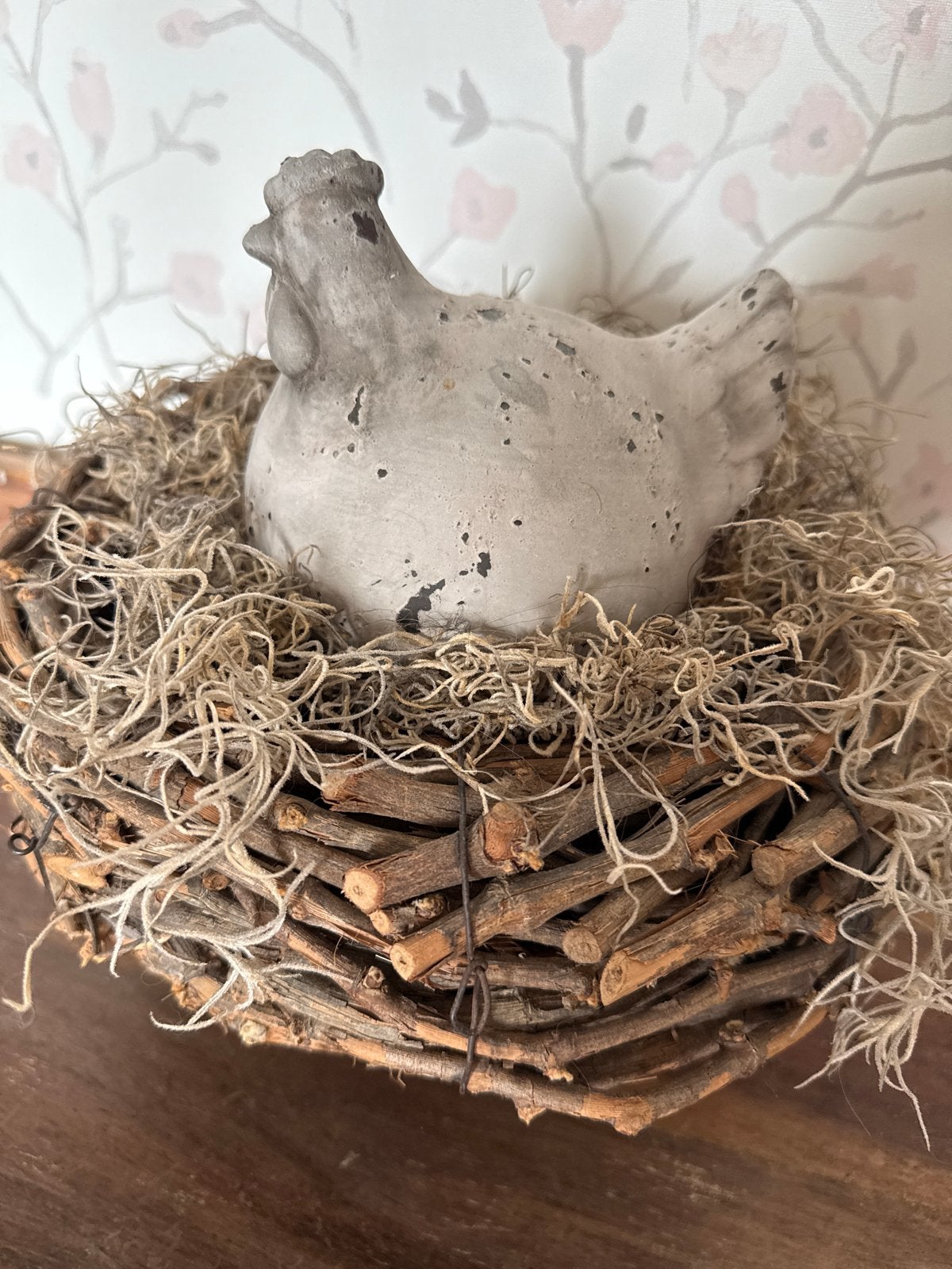 Decoratieve stenen kip op krans - Landelijke stijl, Ophalen, Gebruikt, Landelijk, Grijs