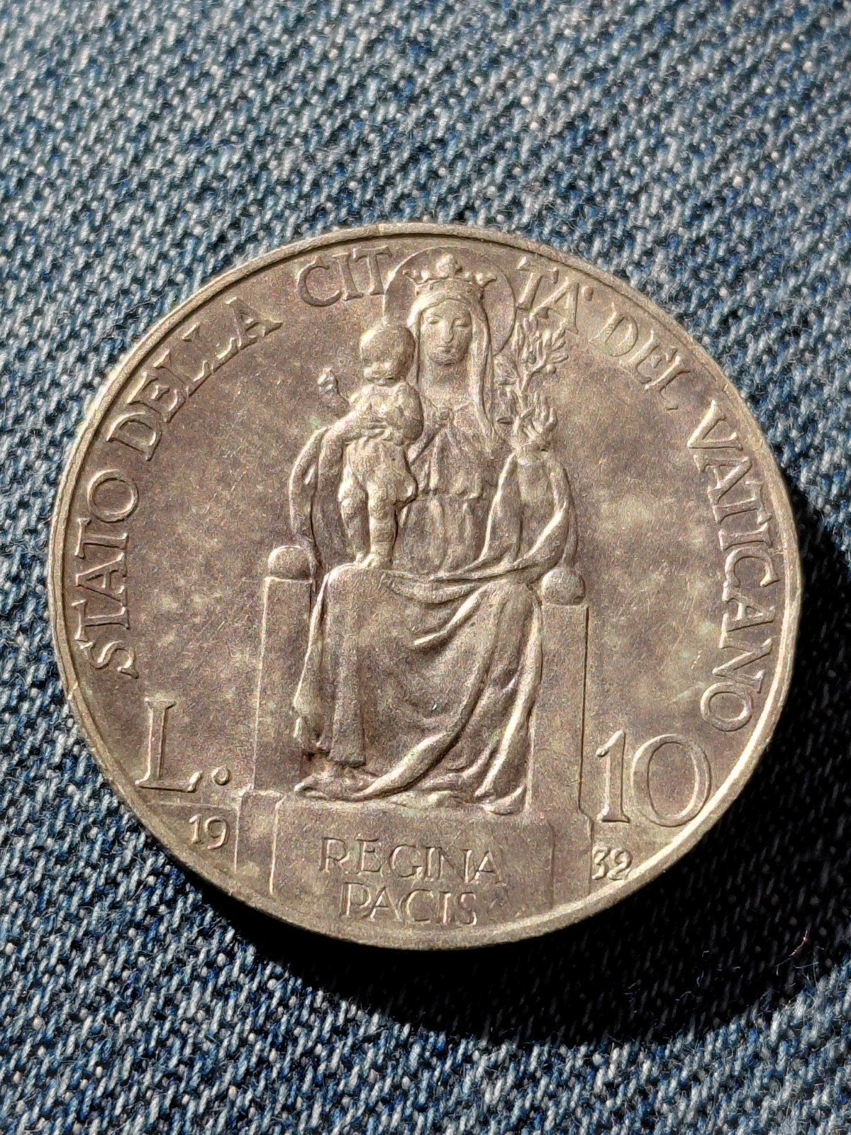 Vaticaanstad 10 Lire 1932 Pius XI  - Zilver, Verzenden, Italië, Losse munt, Zilver