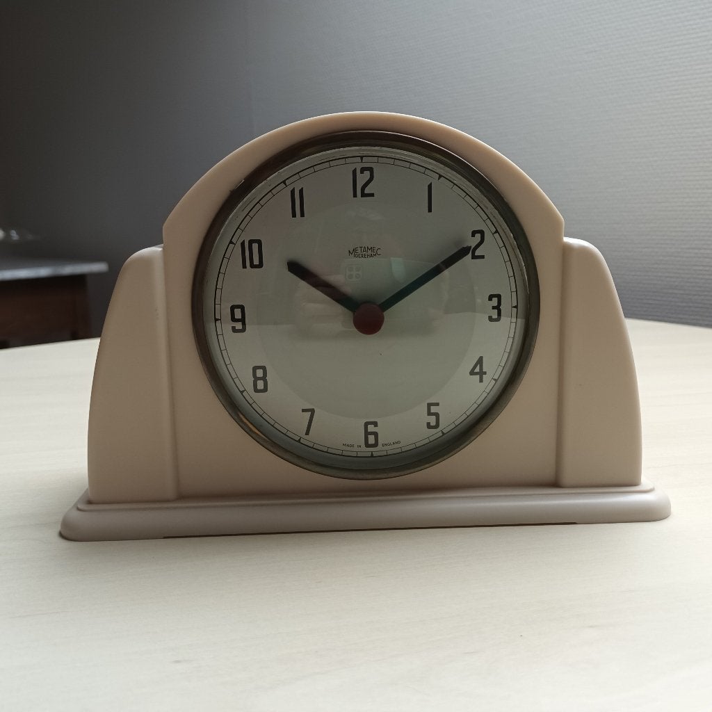 Vintage klok – merk Metamec – Art Deco Bakeliet crème, Ophalen of Verzenden