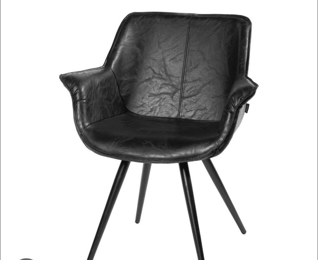 Zwarte fauteuil Riverdale, Huis en Inrichting, Stoelen, Gebruikt, Eén, Leer, Metaal, Zwart, Ophalen of Verzenden