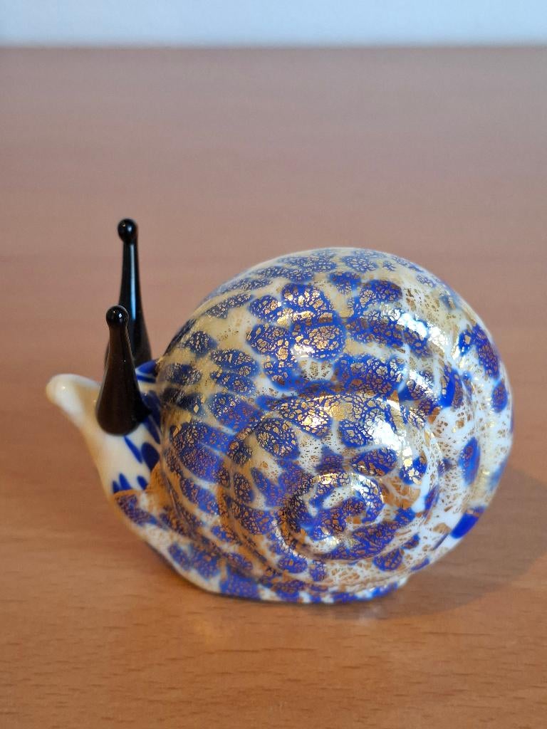 Slakje blauw/paars met bladgoud Murano, Ophalen of Verzenden