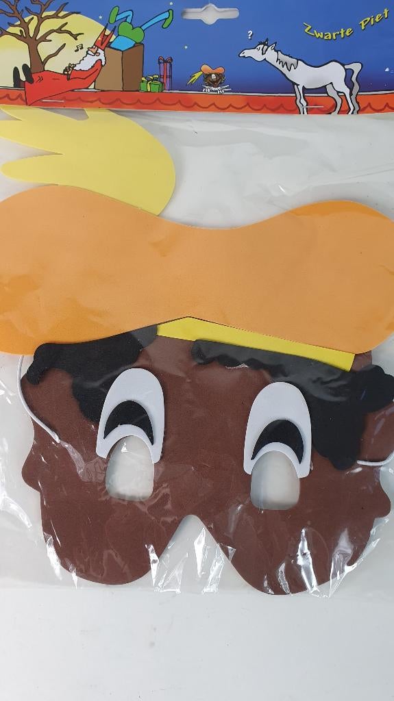 Zwarte Piet Masker, nieuw in verpakking. 8B12, Diversen, Sinterklaas, Tweedehands verkoop, Tweedehands verkoop, Gebruikt, Ophalen of Verzenden