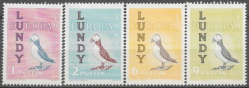 GBR LUNDY serie Europazegels - Papagaaiduikers - 1962, Postzegels en Munten, Ophalen of Verzenden, Postfris, Dier of Natuur