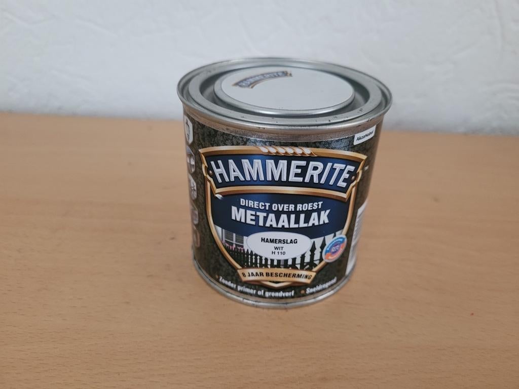 Hammerite Metaallak Hamerslag Wit - Nieuw, Wit, Nieuw, Ophalen of Verzenden, Lak