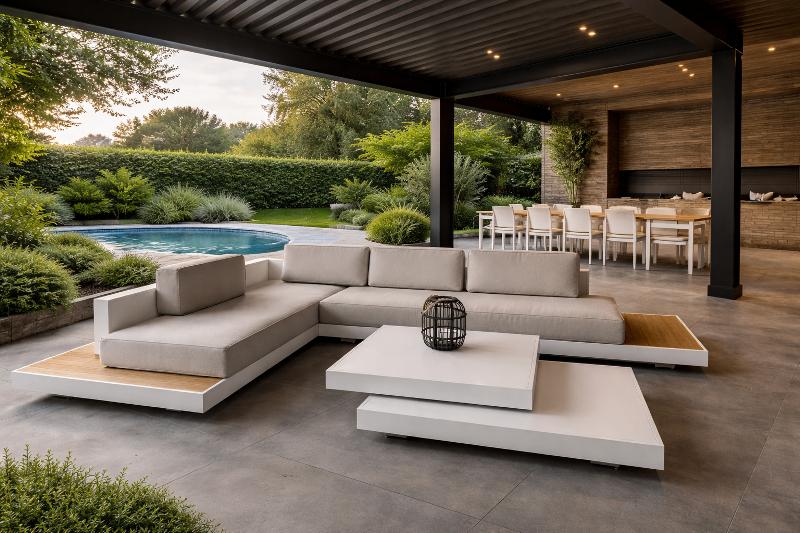 nieuwe collectie Ibiza loungeset met teak afwerking, Ophalen of Verzenden, Nieuw