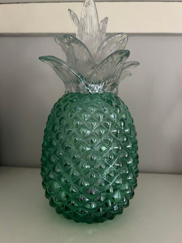 Groene glazen ananas decoratie Riverdale, Ophalen, Minder dan 50 cm, Groen, Glas