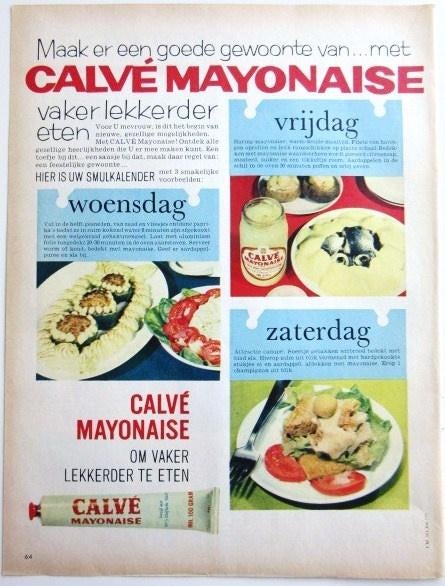 14 vintage advertenties reclames Calve mayonaise 53-63 Calvé, Ophalen of Verzenden, Gebruikt, Overige typen