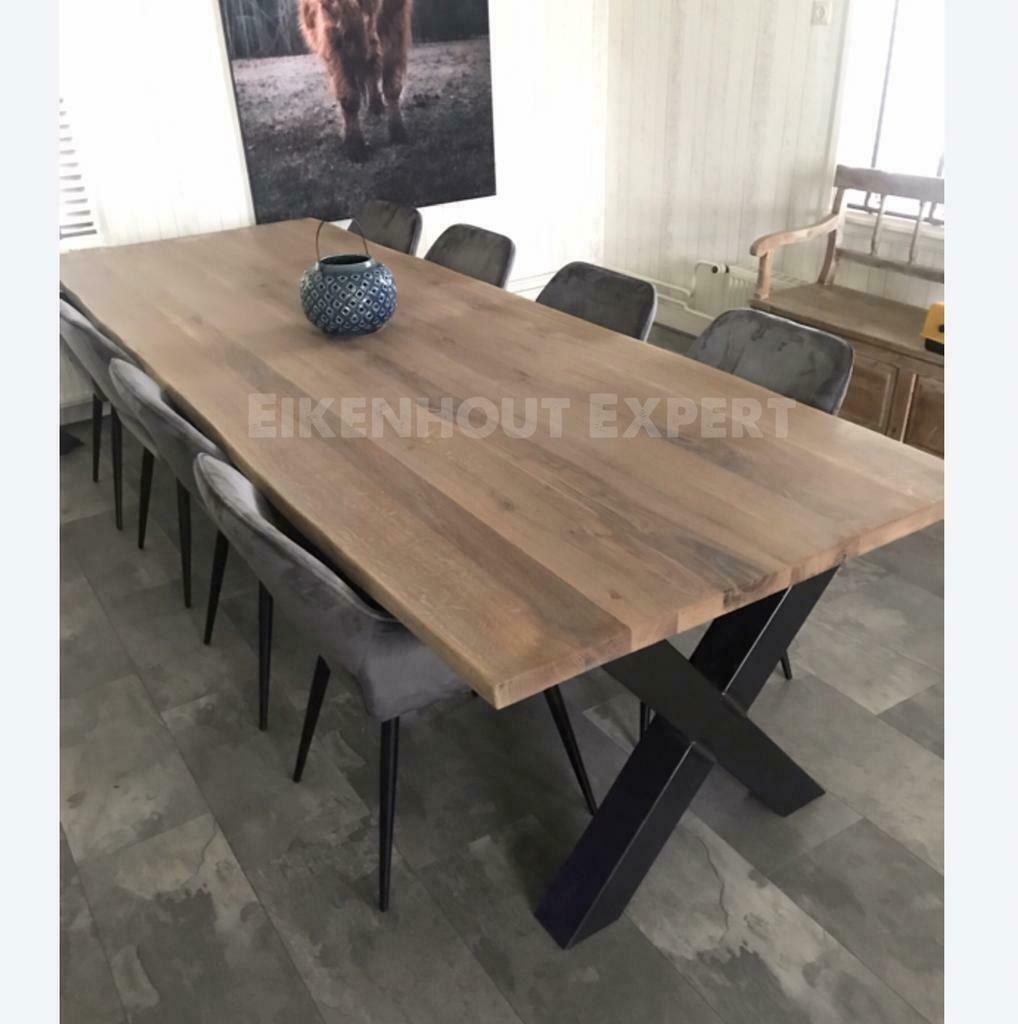 Foto 16 van Eiken Boomstam Tafel Eettafel Massief Eikenhout Hout KORTING