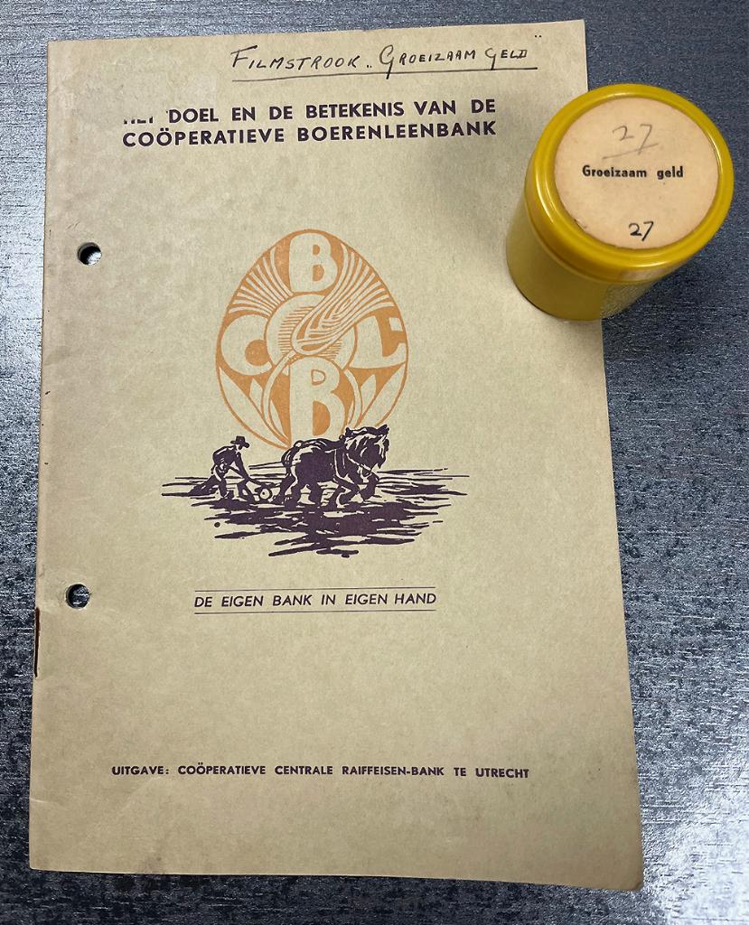 RABOBANK Raiffeisenbank - filmstrook + boekje - geld sparen, Verzamelen, Retro, Ophalen of Verzenden, Overige typen