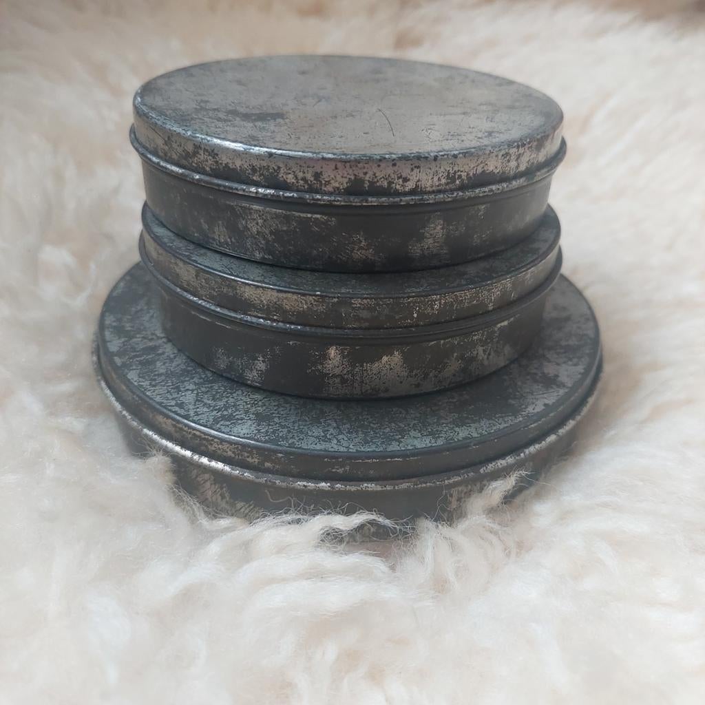 Vintage set Brocante bakvormpjes in blik - dieren & letters, Ophalen of Verzenden, Gebruikt