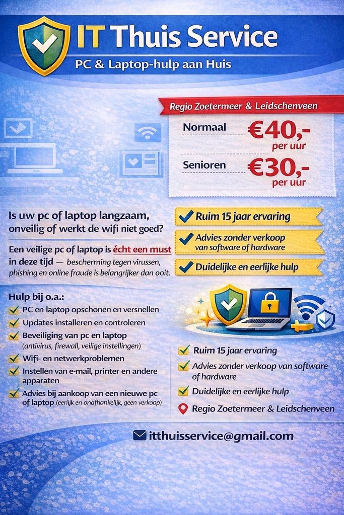 Thuis PC & Laptop-hulp aan Huis – Veilig & Betrouwbaar, Ophalen, Nieuw