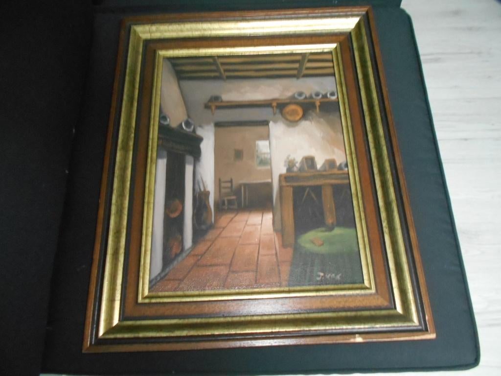 Schilderij olieverf op doek 53 x 43cm door J. Kok, Antiek en Kunst, Kunst | Schilderijen | Klassiek, Ophalen of Verzenden