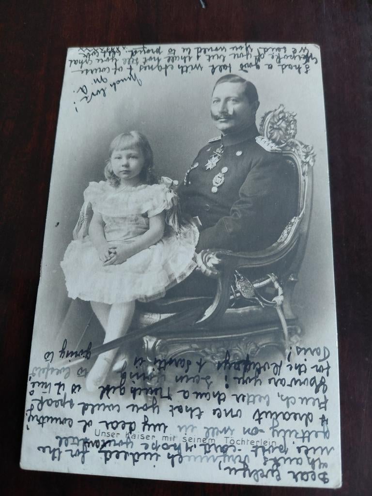 DUITSLAND  UNSERE KAISER MIT SEINEM TÖCHTERLEIN  1904, Ophalen of Verzenden, Gebruikt, Buitenland, Kaart, Foto of Prent