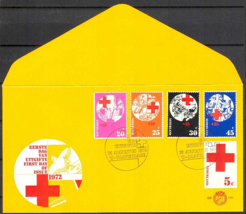 E121 - Rode Kruis zegels 1972, Postzegels en Munten, Postzegels | Eerstedagenveloppen, Verzenden, Onbeschreven, Nederland