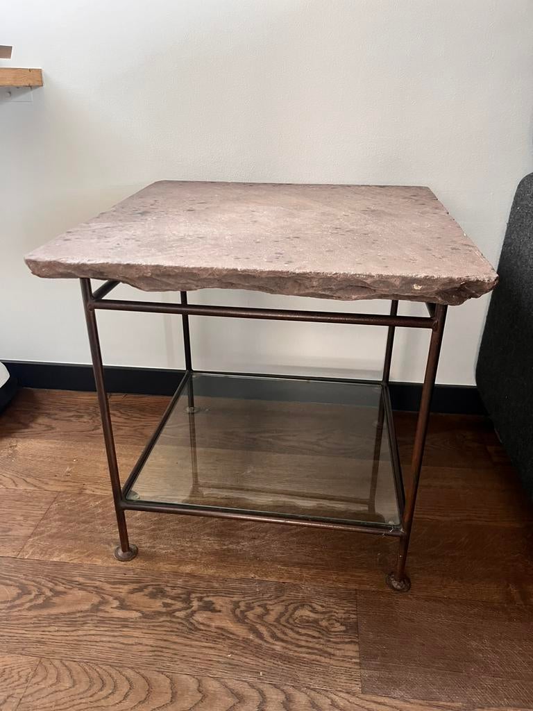Bijzettafel vierkant met natuursteen blad, Ophalen, Overige materialen, 50 tot 100 cm, QR