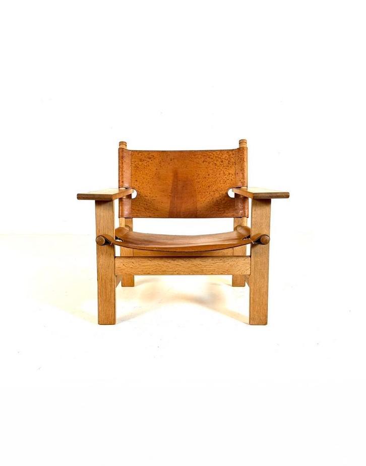 ‘The Canvas chair’ model 2031, Børge Mogensen ‘70, Vintage retro buisframe design rotan webbing papercord deens, Minder dan 75 cm