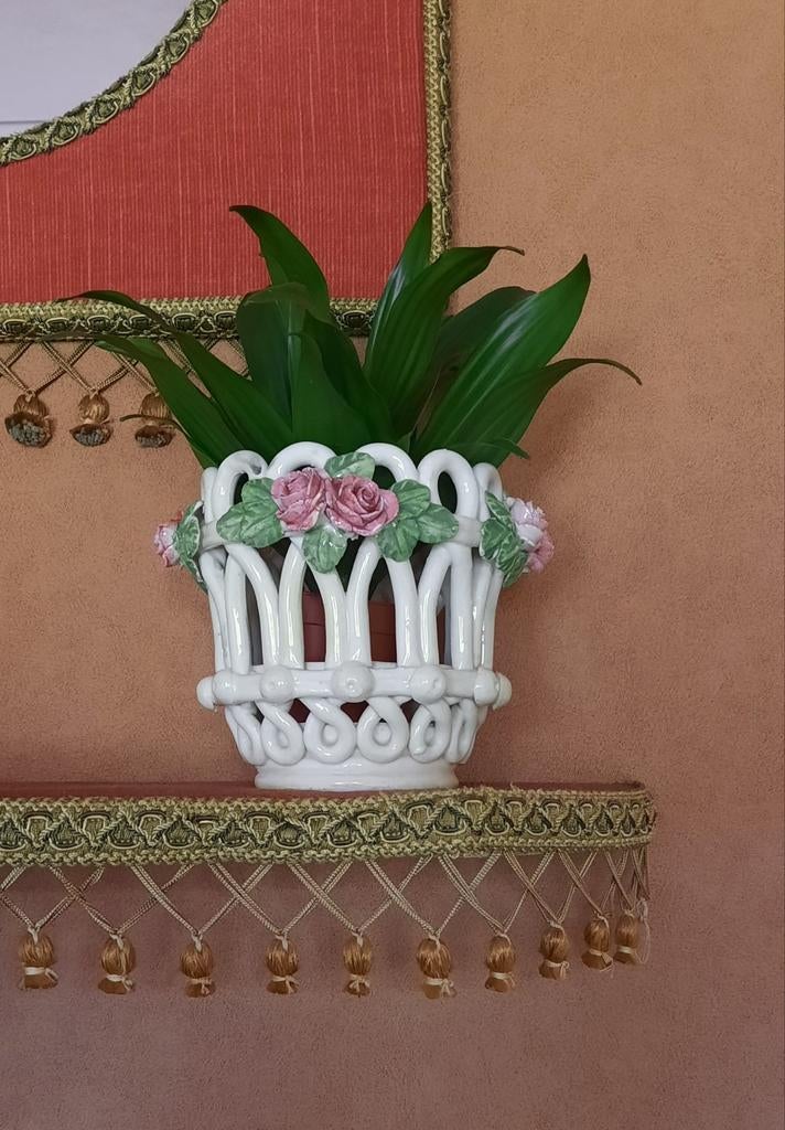 Italiaans Bloempotje met Roosjes, Ophalen of Verzenden
