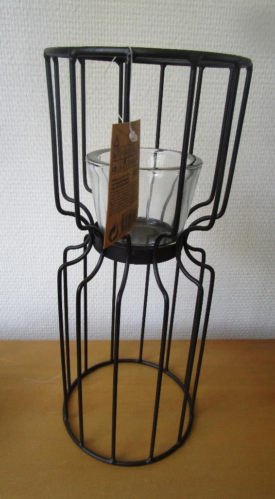 Metalen theelichthouder H&S Collection, Zwart, Nieuw, Ophalen of Verzenden, Metaal