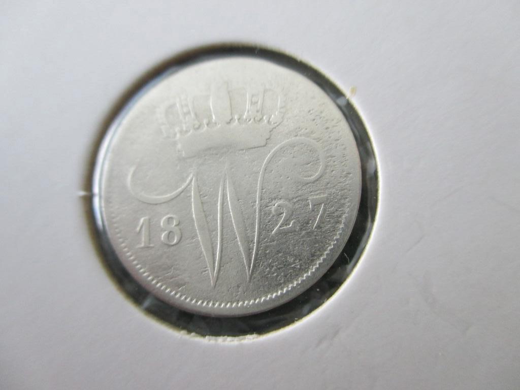 Dubbeltje 1827 B, Zilver, Ophalen of Verzenden, 10 cent, Koning Willem I