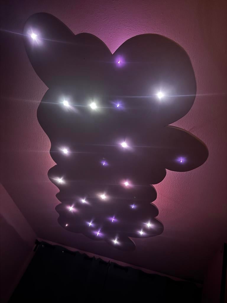 Wolkenlamp Sterrenhemel Kinderkamer plafondlamp, Ophalen, Zo goed als nieuw, Hout