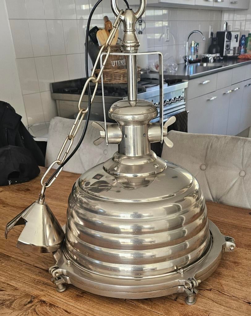 Zilverkleurige hanglamp, Gebruikt, Ophalen of Verzenden, Metaal, Minder dan 50 cm