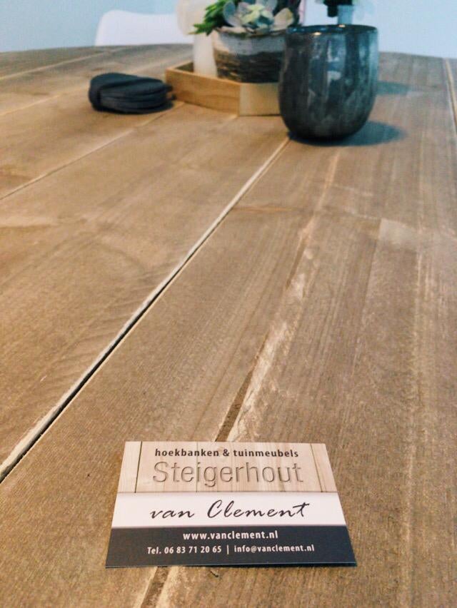 Tafel rond steigerhout met metalen poot, Huis en Inrichting, Tafels | Eettafels, Ophalen of Verzenden, Nieuw, Rond