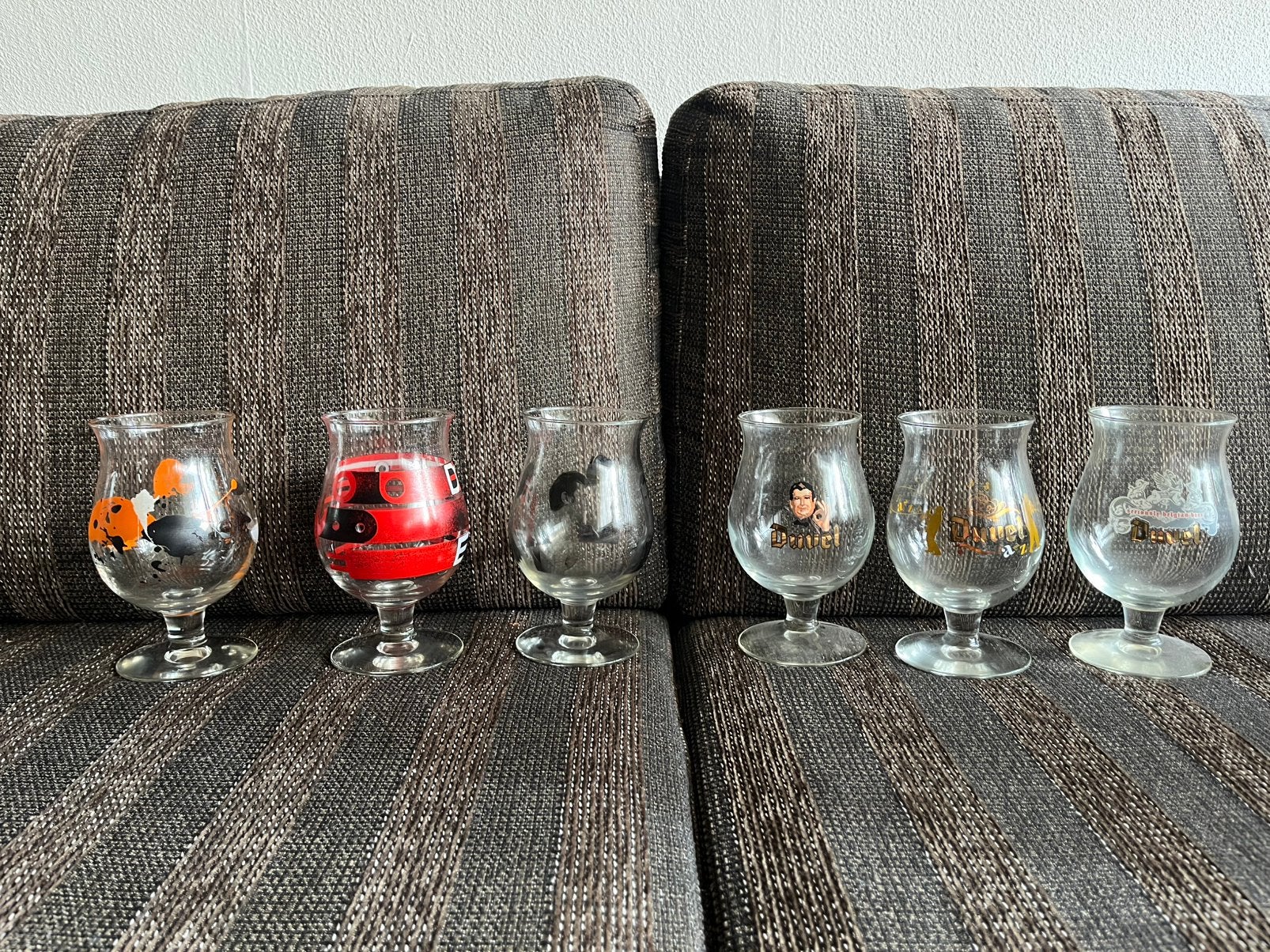 Duvel bierglazen 6 st specials 2007 & 2011, Ophalen, Zo goed als nieuw, Glas of Glazen, Duvel