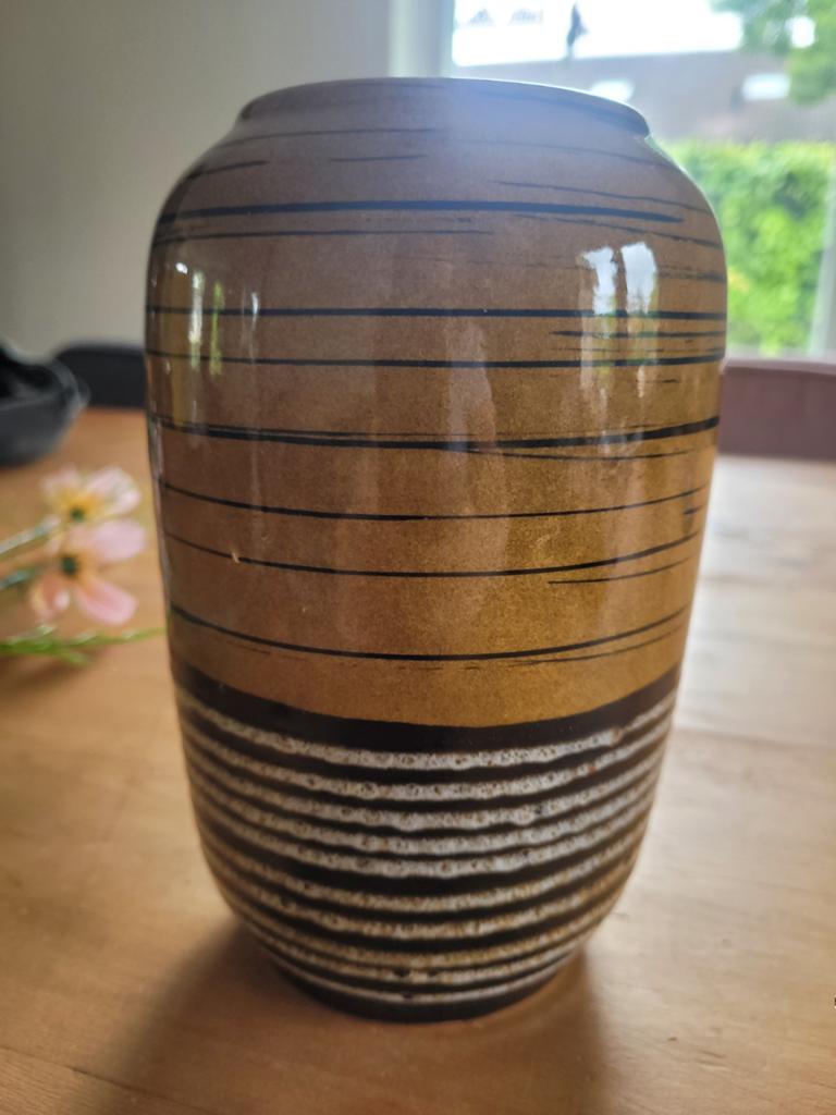 Vaas vintage scheuring, Ophalen of Verzenden, Overige kleuren, Glas, Minder dan 50 cm