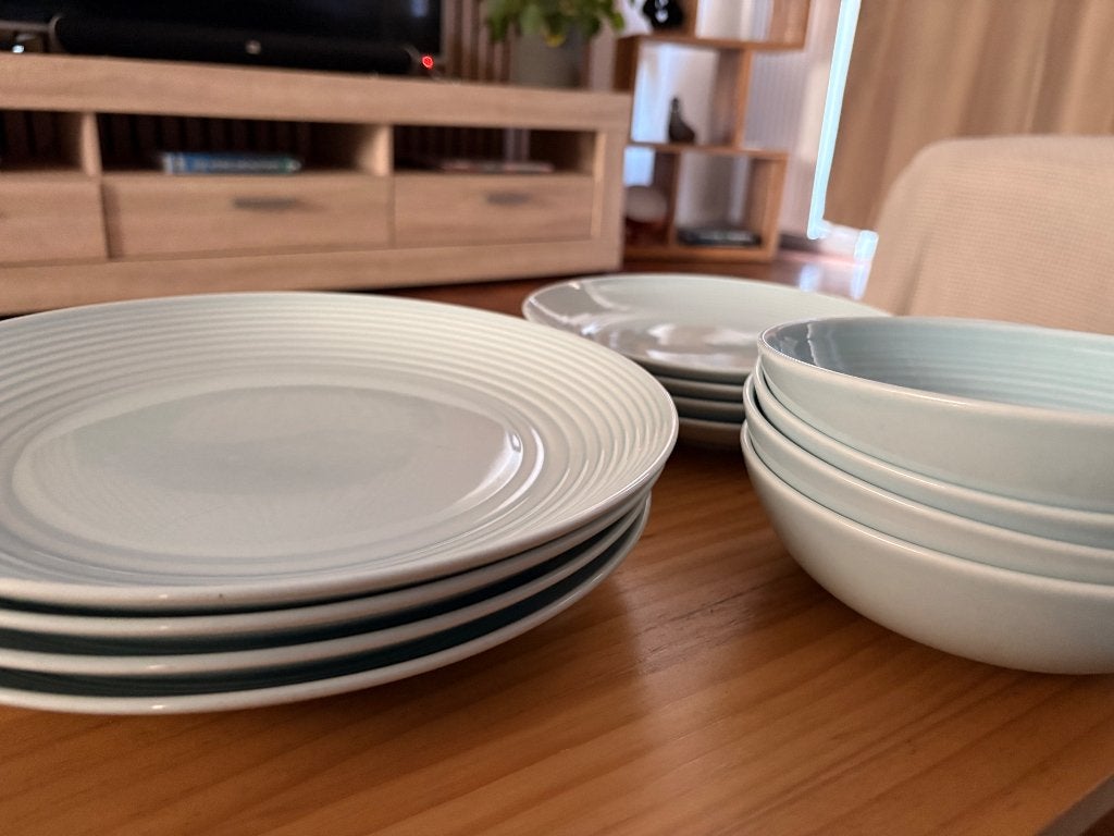 Servies blauw, Huis en Inrichting, Keuken | Servies, Ophalen, Gebruikt, Overige merken, Bord(en)