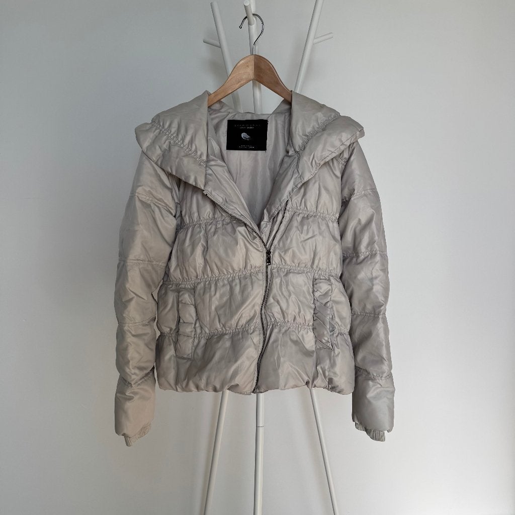 Y2K Silver Grey Down Puffer Jacket (size M), Maat 38/40 (M), Ophalen of Verzenden, Zo goed als nieuw, Zilver