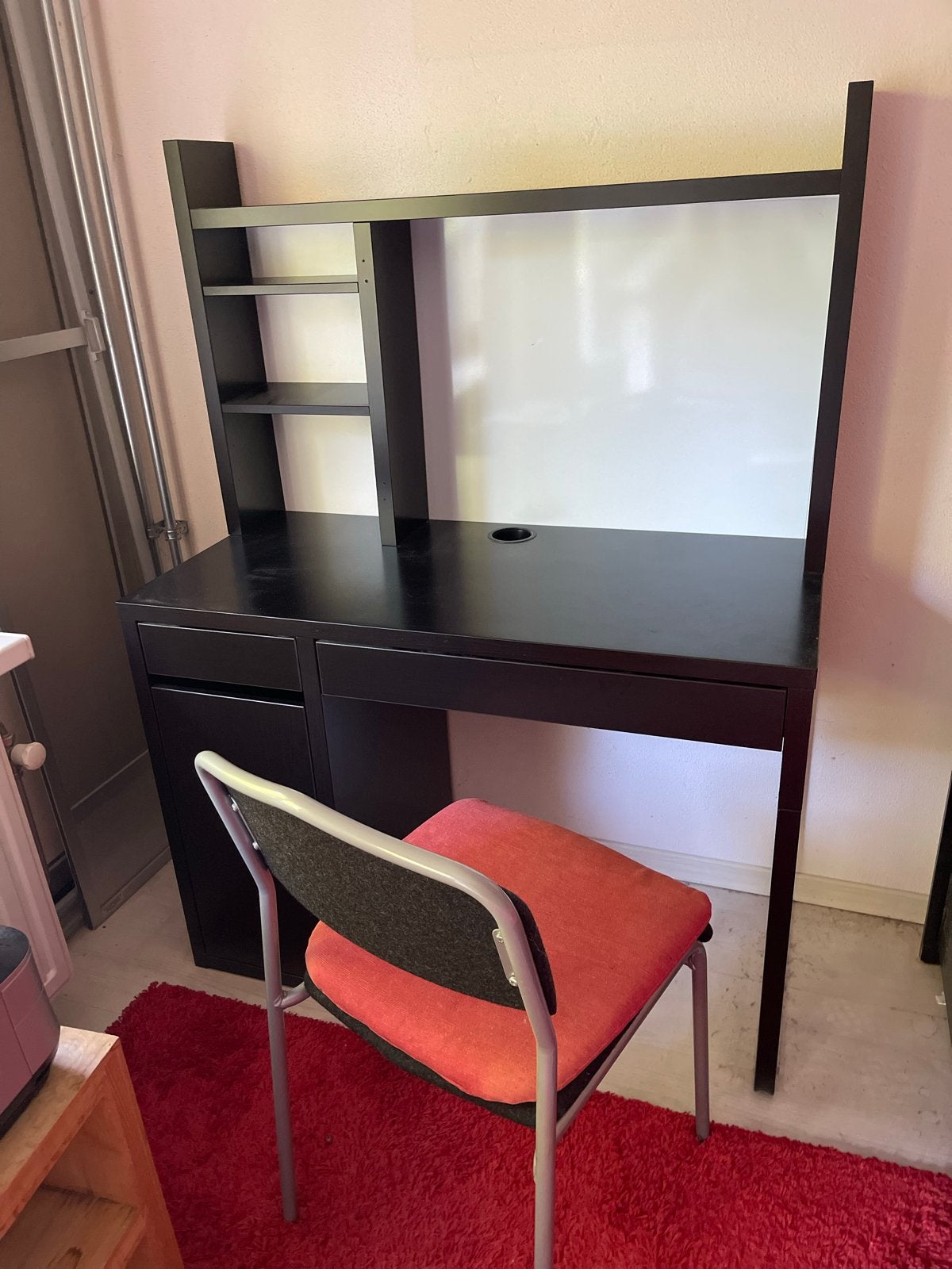 Zwart bureau met opbergruimte en lades, Ophalen, Zwart, Gebruikt, Met lades