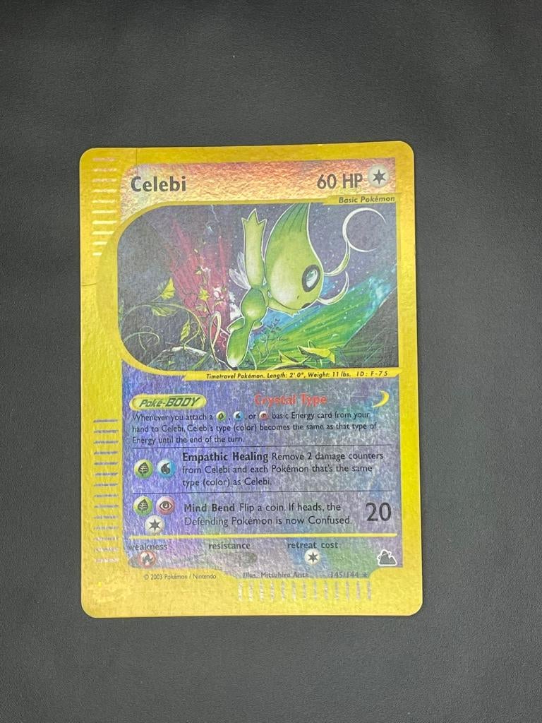 Celebi 145/144 reverse holo, Skyridge, Hobby en Vrije tijd, Verzamelkaartspellen | Pokémon, Zo goed als nieuw, Losse kaart, Foil