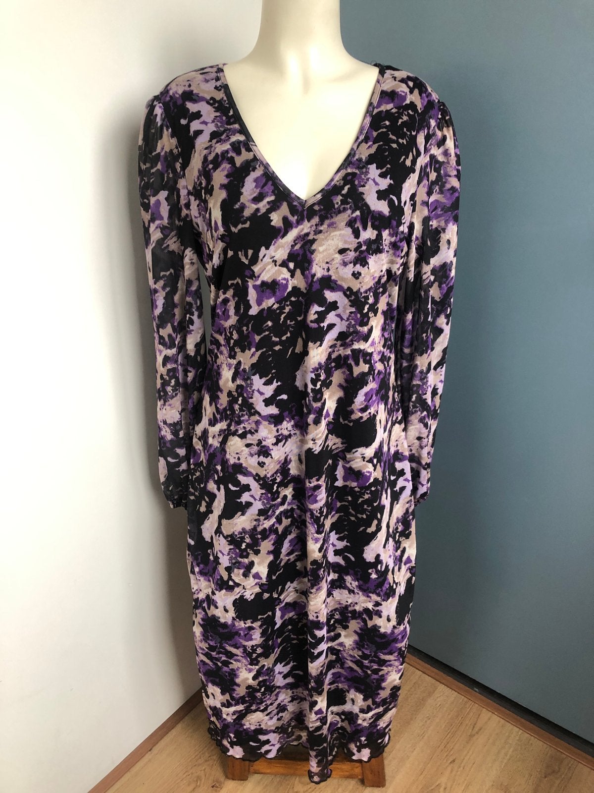Freebird paars zwart gaas jurk xl malia, Paars, Maat 46/48 (XL) of groter, Ophalen of Verzenden, Zo goed als nieuw