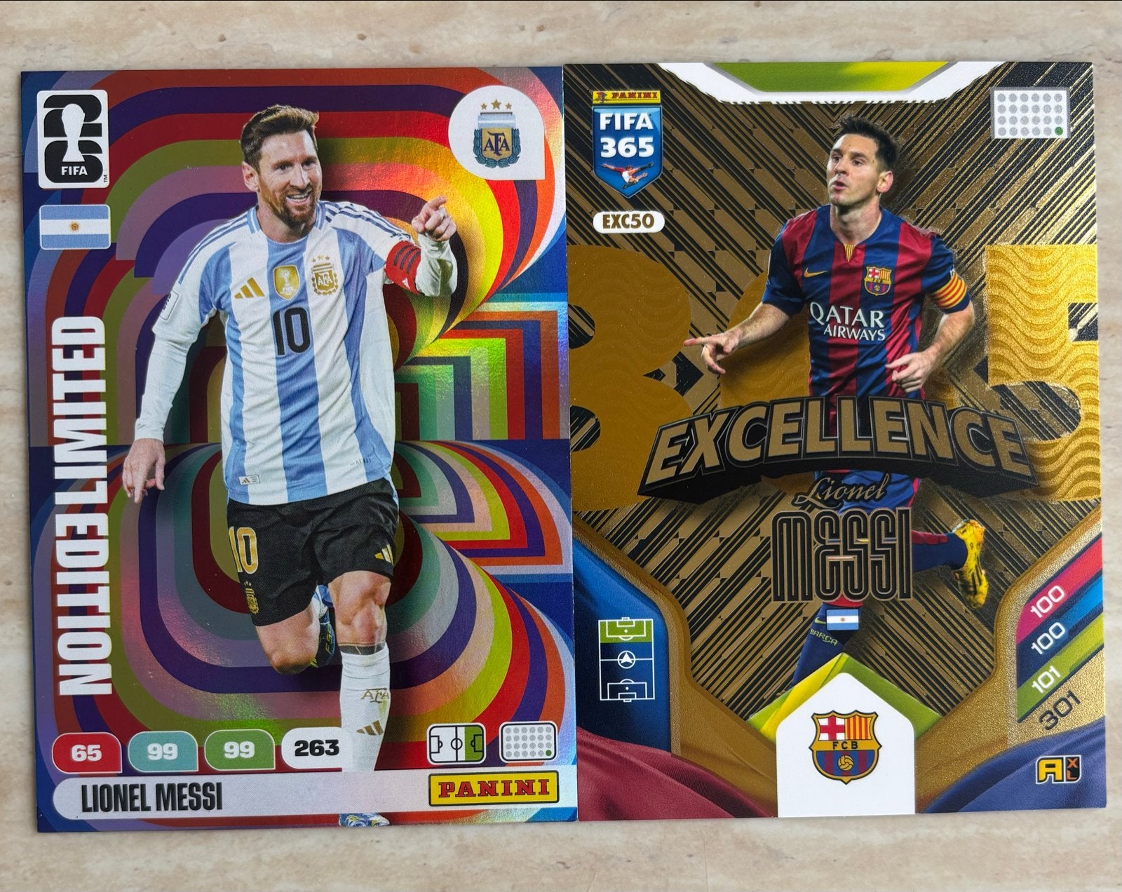 Lionel Messi Panini FIFA 365 Limited Edition Kaarten GROOT, Ophalen of Verzenden, Nieuw, Buitenlandse clubs, Spelerskaart