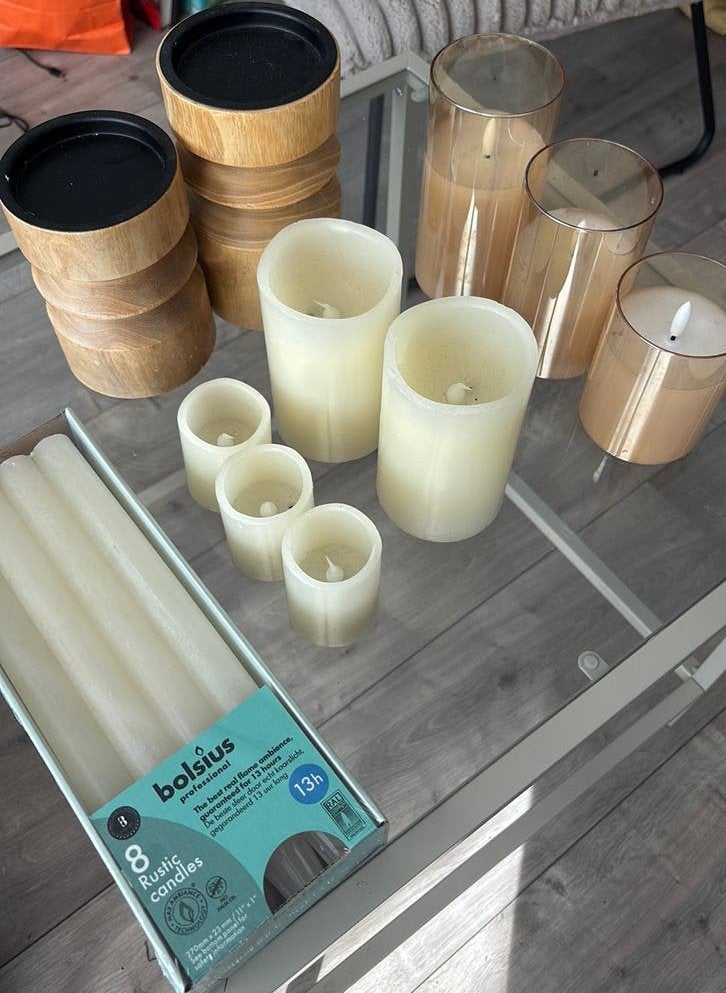 Led kaarsen en kaarsen, Ophalen of Verzenden, Zo goed als nieuw, Glas