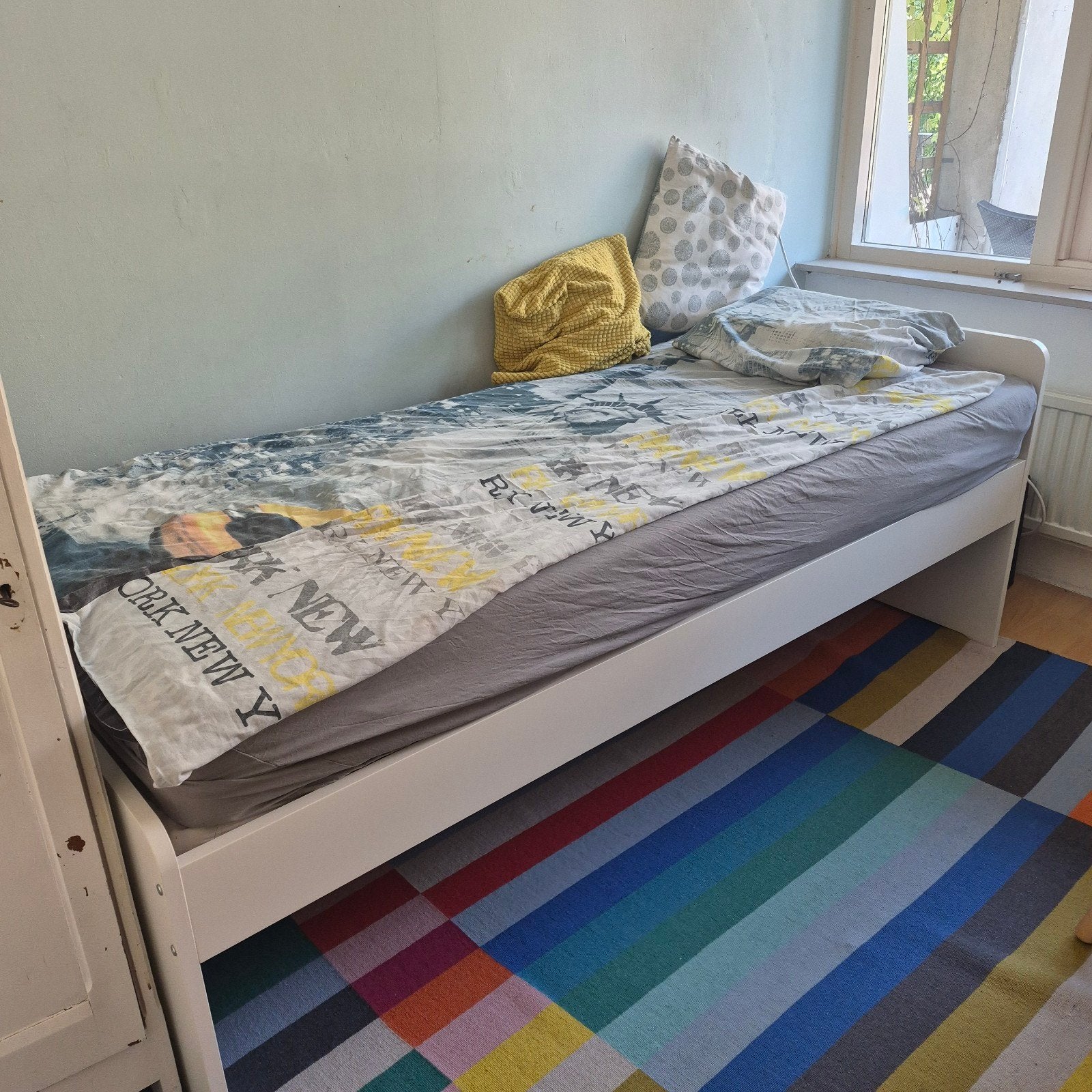 IKEA SLÅKT bed 90x200 cm - Wit eenpersoonsbed, Ophalen, Gebruikt, 90 cm, Eenpersoons
