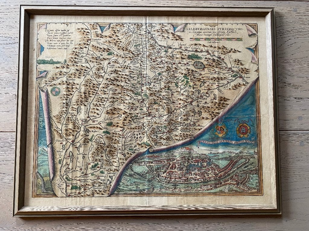 Originele Ortelius Kaart Salzburg (1570) - ingelijst, Gelezen, Voor 1800, Landkaart, Europa Overig