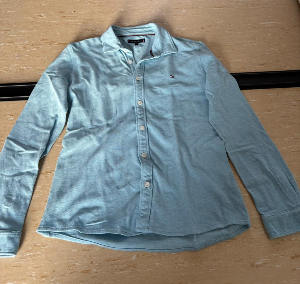 Overhemd Jongen Maat 152 Lichtblauw ZGAN, Ophalen, Zo goed als nieuw, Jongen, Overhemd of Blouse