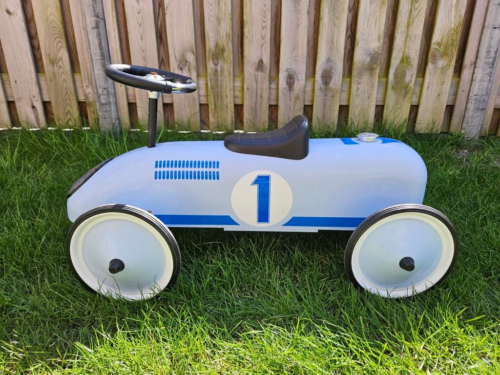 Blauwe loopauto met nummer 1 - Vintage stijl, Ophalen, Gebruikt