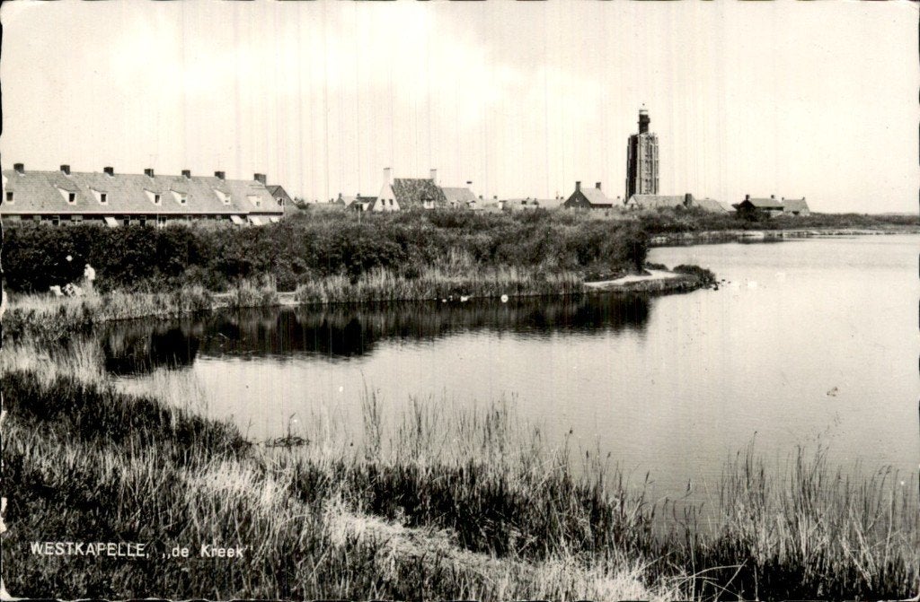 Westkapelle - de Kreek - zicht op dorp, Ophalen of Verzenden, 1960 tot 1980, Gelopen, Zeeland