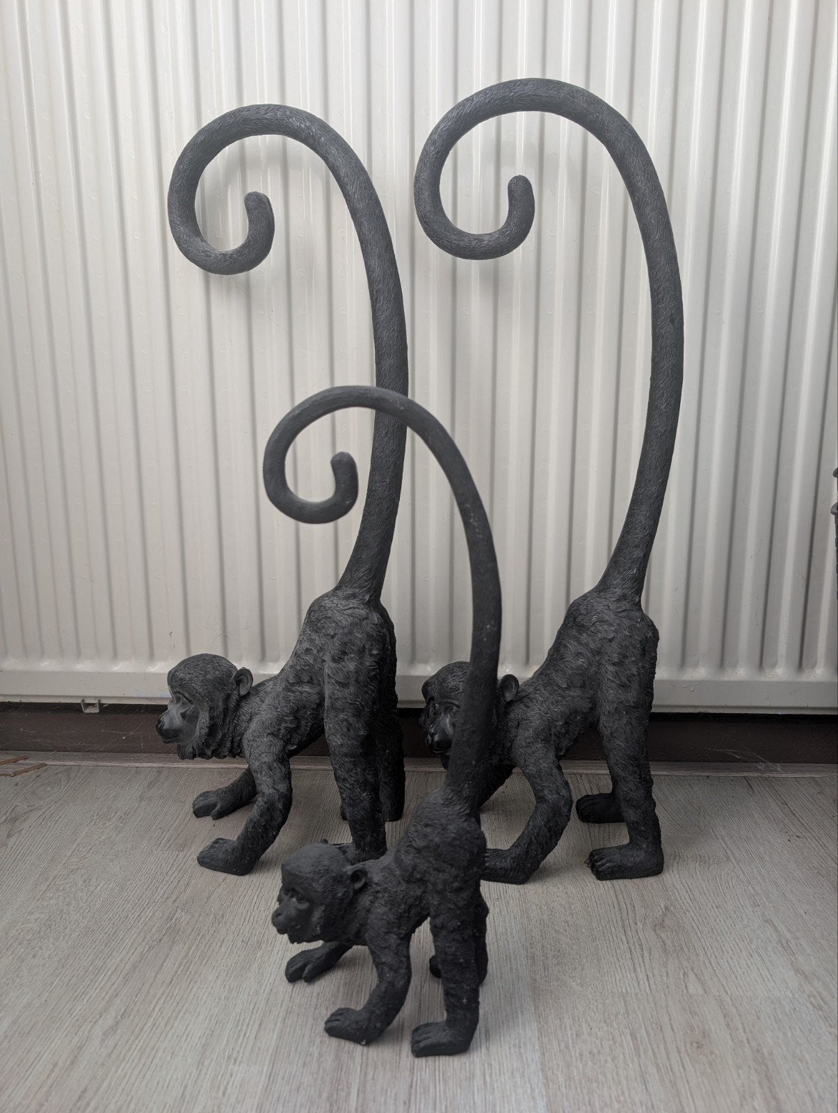 Set van 3 decoratieve apen met lange staarten, Zwart, Kunststof, Ophalen of Verzenden, Zo goed als nieuw