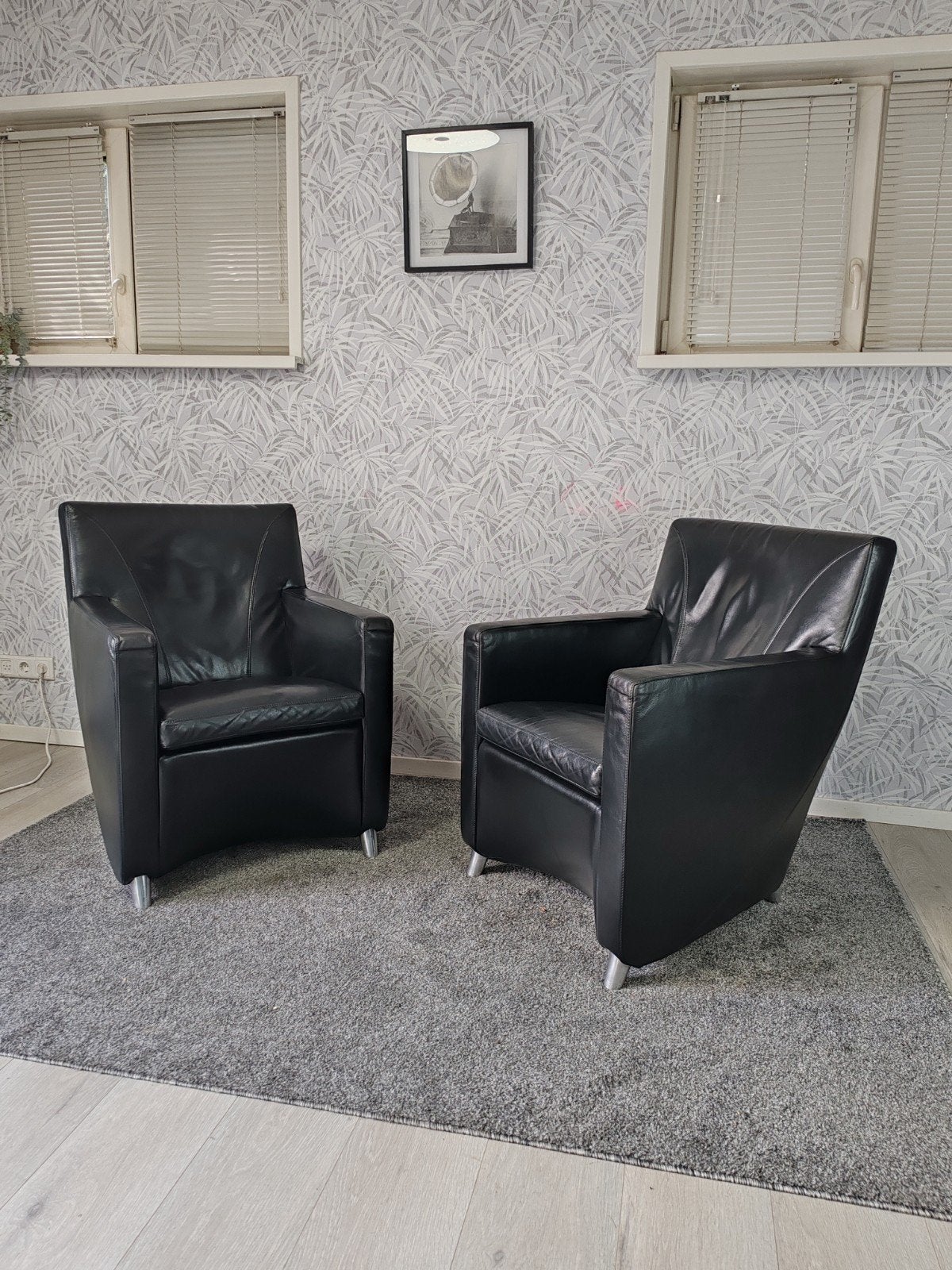 set Leolux Dolcinea fauteuils - Zwart leer, set van 2, Nvr, Minder dan 75 cm, Leer, Ophalen of Verzenden